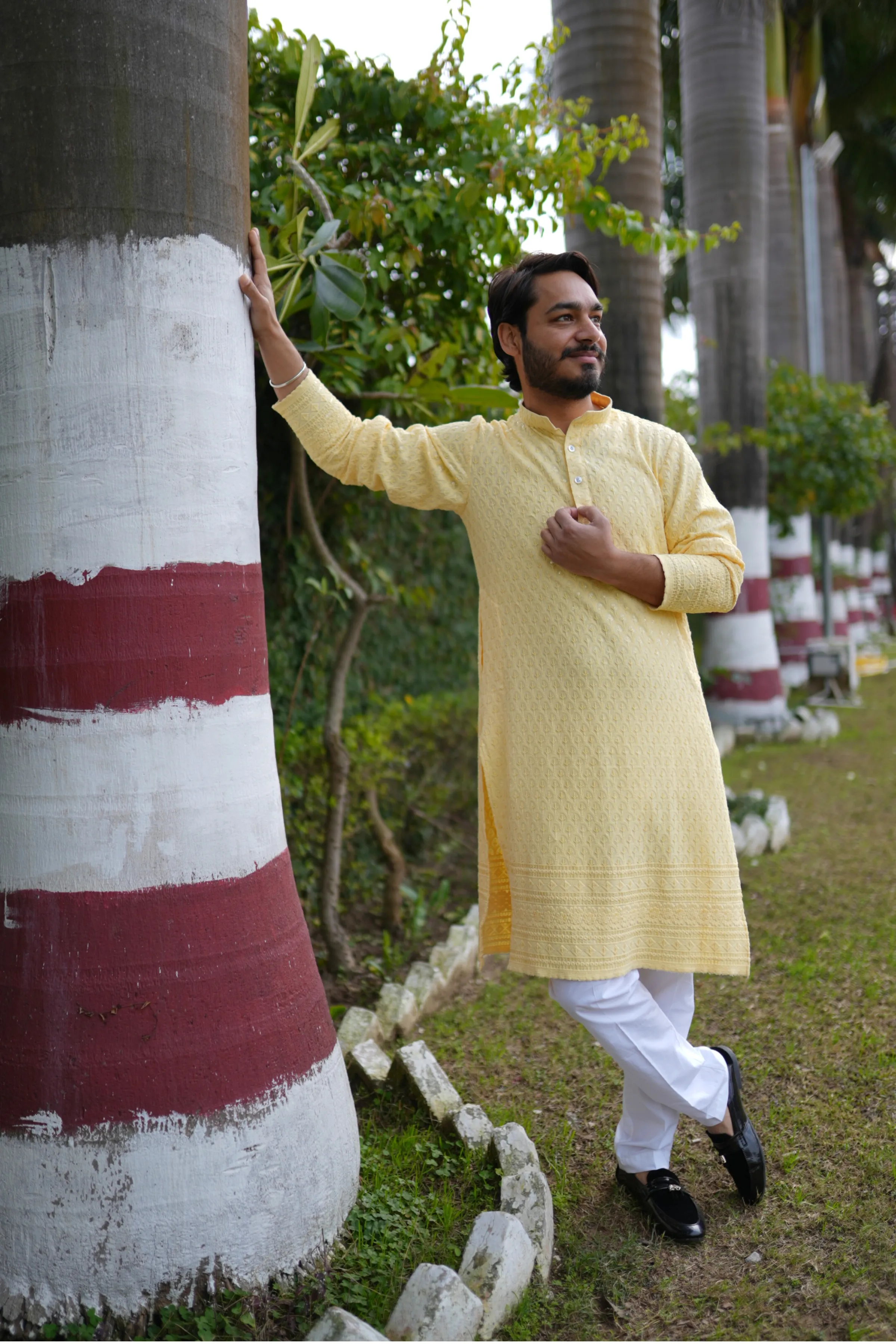 Festive Lemon Sequined Kurta Pajama