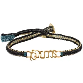 Gold Vermeil Brave Bracelet on Black Cotton Cobra Cord