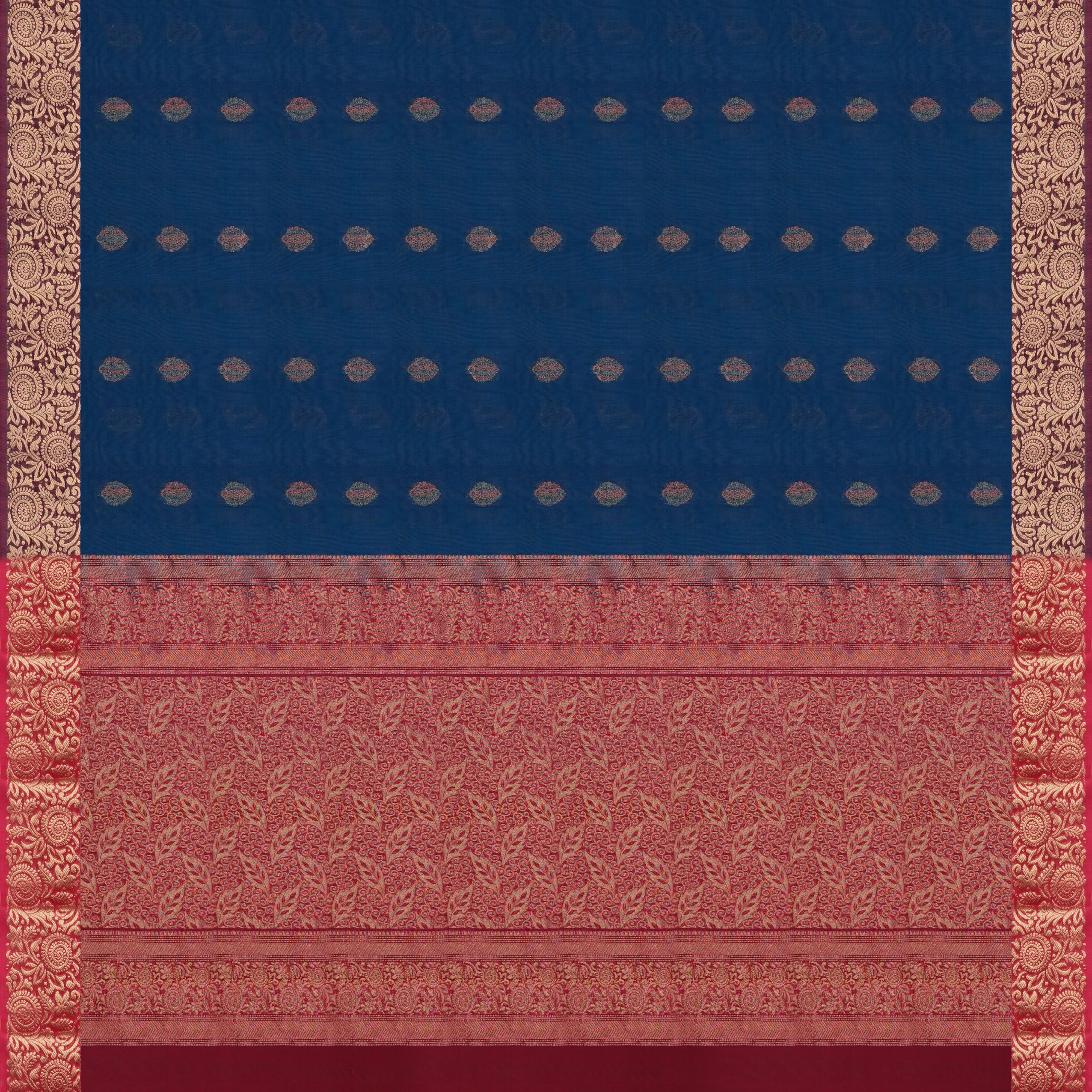 Handwoven Blue with Pink Silk Cotton Saree - 1734T007447DSC