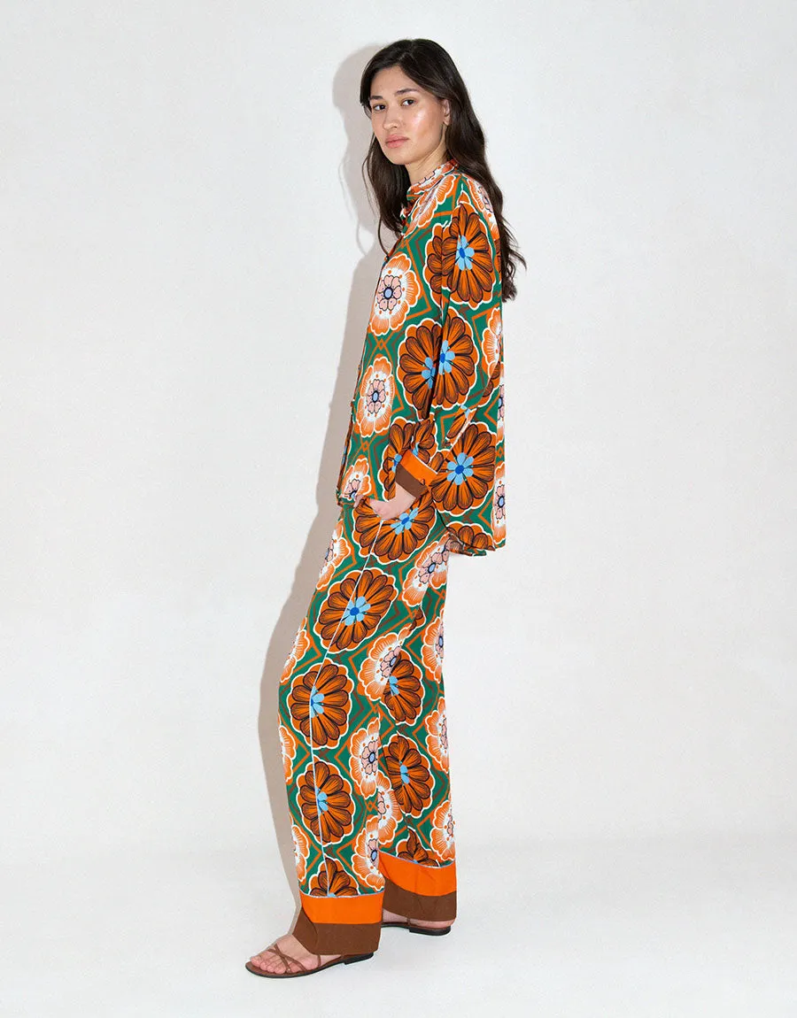 Havana Crepe Trouser - Flower Pop Orange