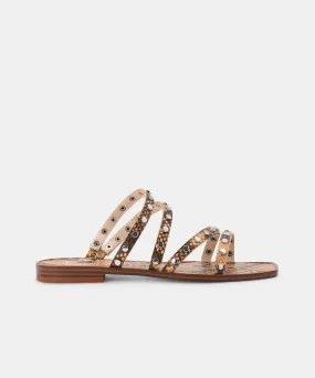 IZABEL WIDE STUDDED SANDALS MANGO SNAKE PRINT STELLA