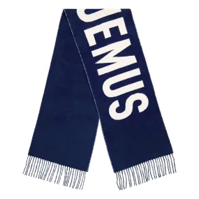 Jacquemus L'echarpe Fringe Logo Navy Scarf