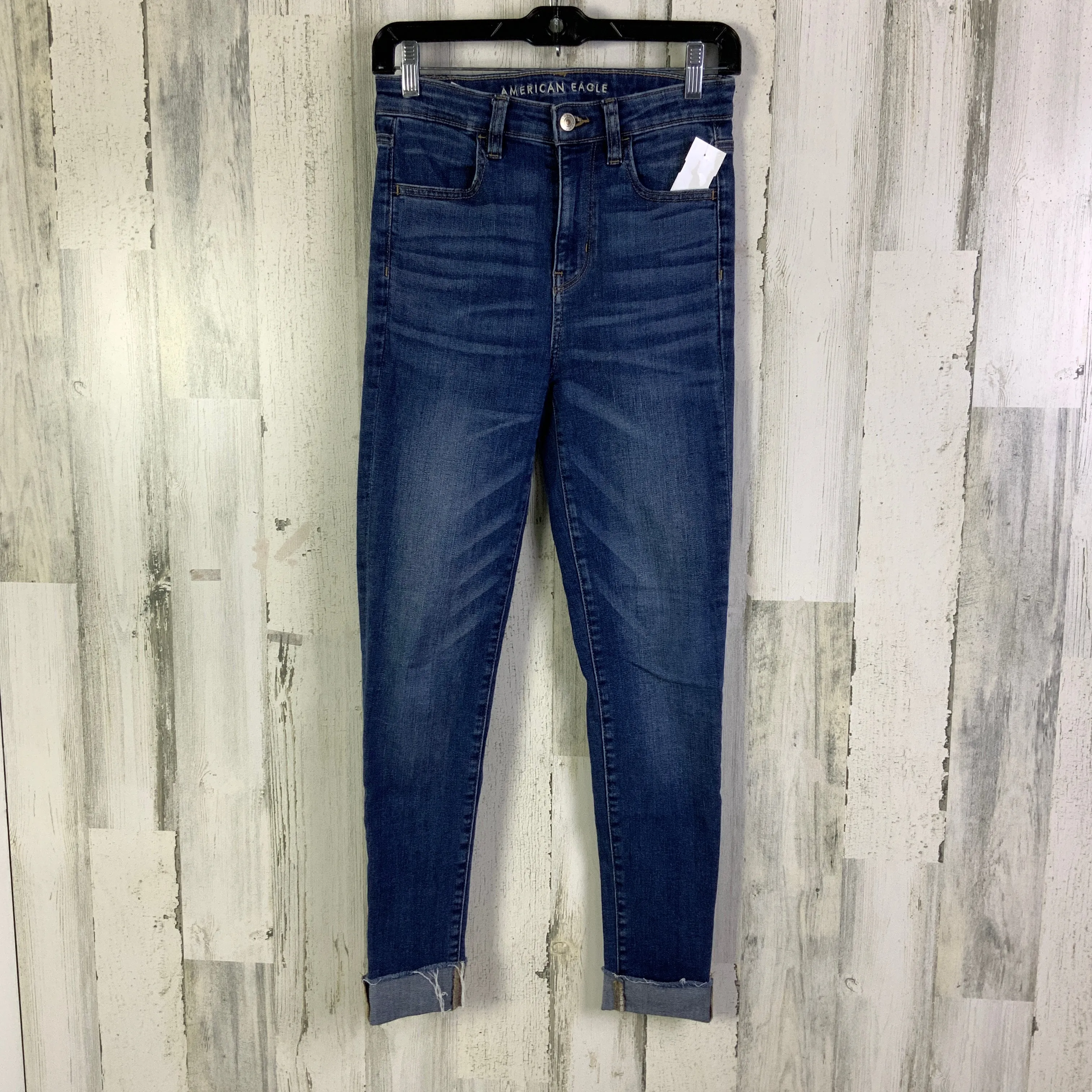 Jeans Skinny By American Eagle In Blue Denim, Size: 4