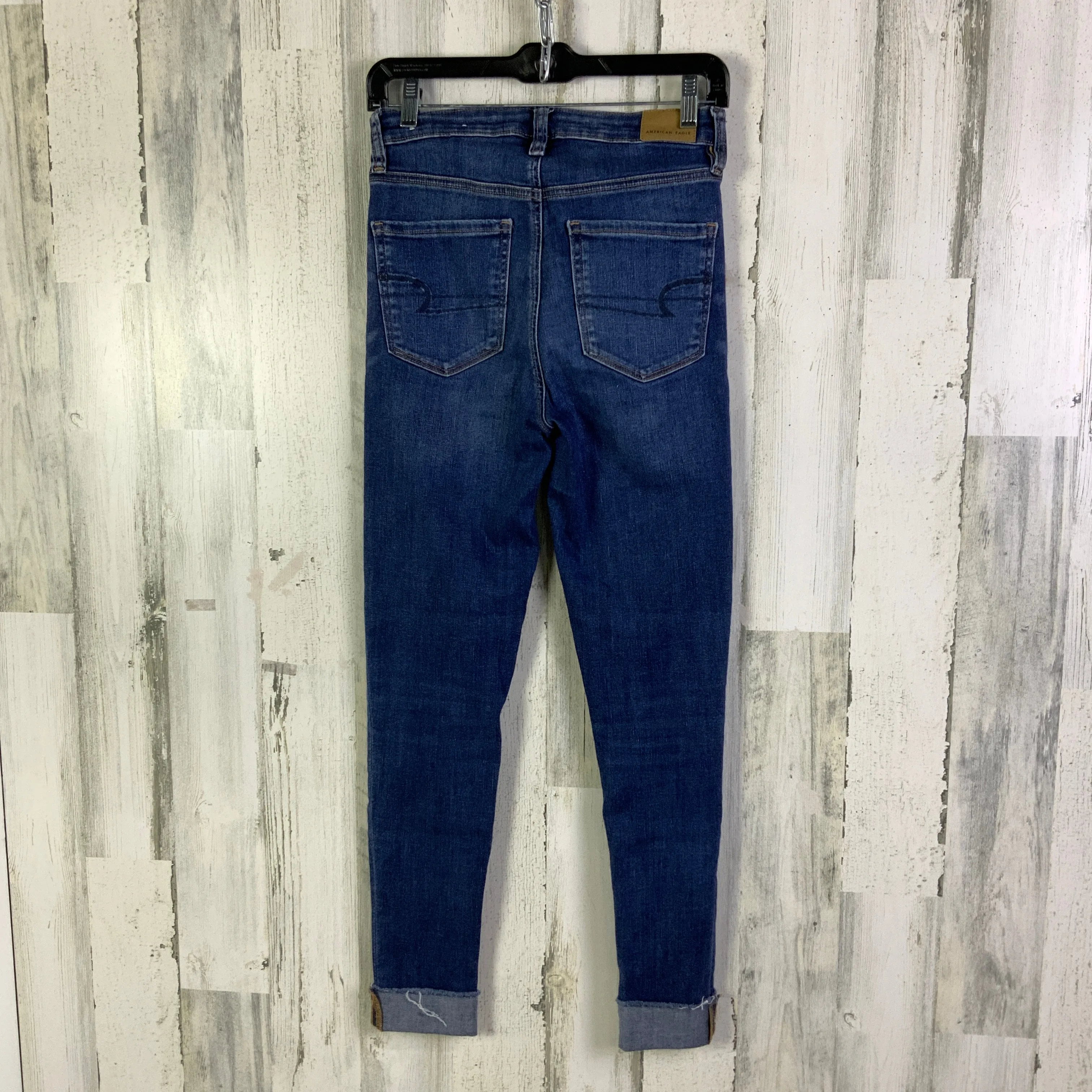 Jeans Skinny By American Eagle In Blue Denim, Size: 4