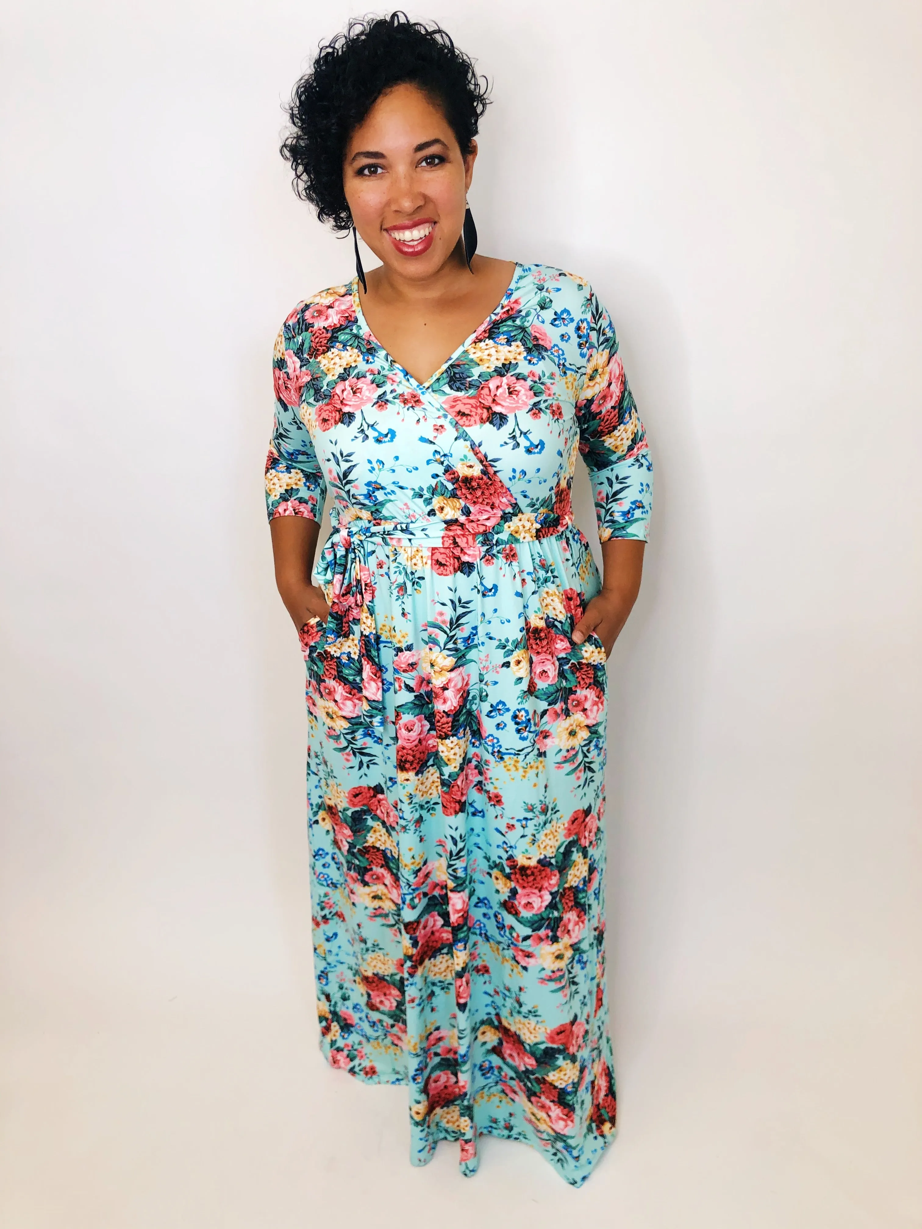 #K325 Wrap It Up Floral Maxi Dress