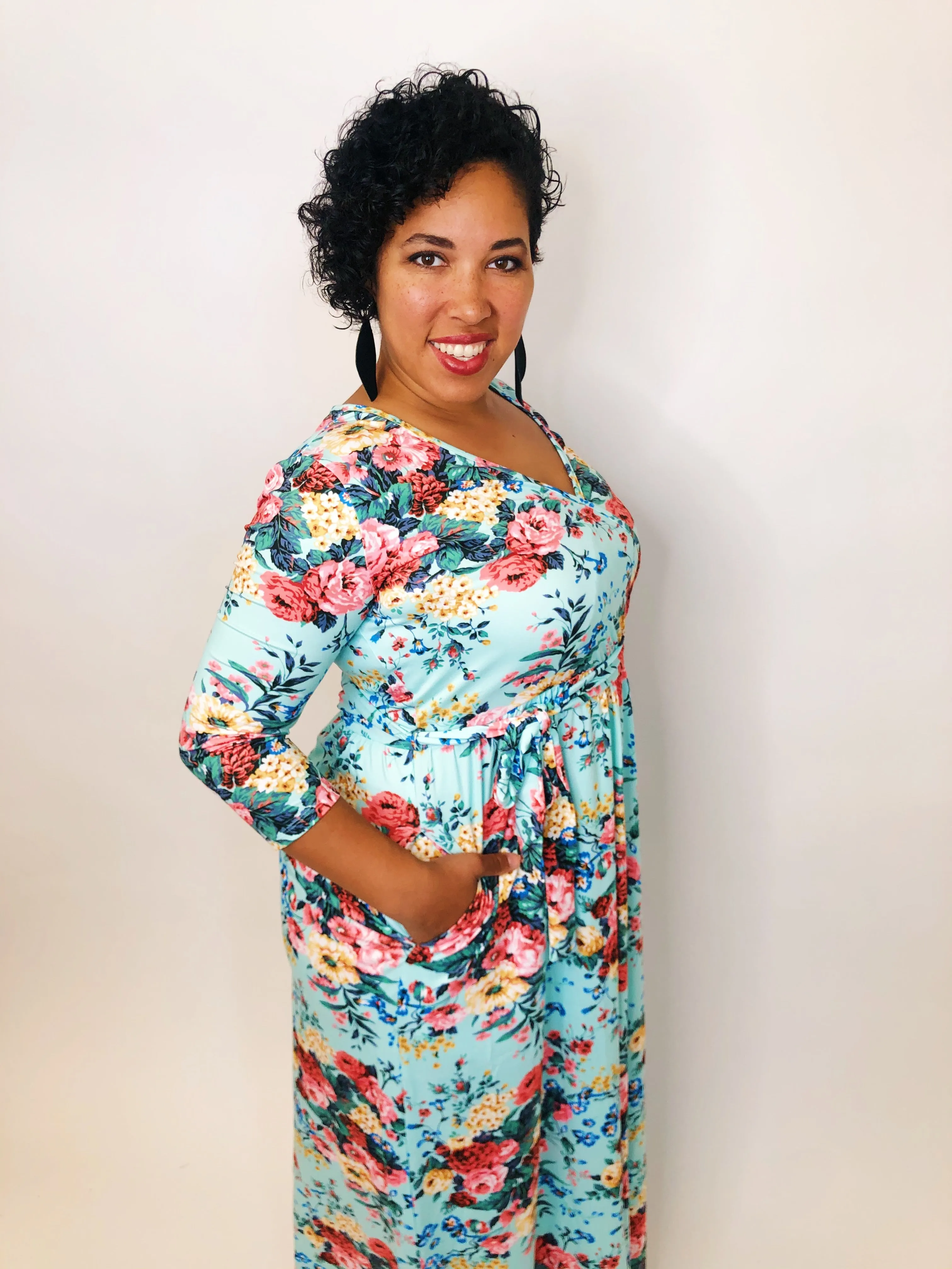 #K325 Wrap It Up Floral Maxi Dress