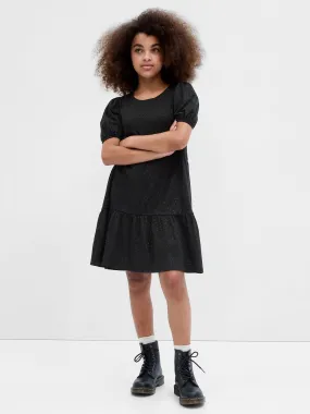 Kids Puff Sleeve Tiered Dress