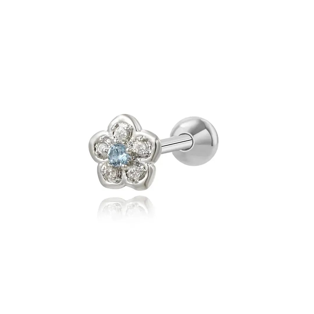 Little Crystal Flower Screw Back Earring