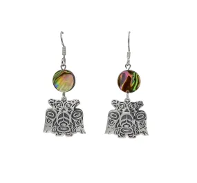 Lovebirds Sterling Silver & Abalone Dangle Earrings - 1 inch