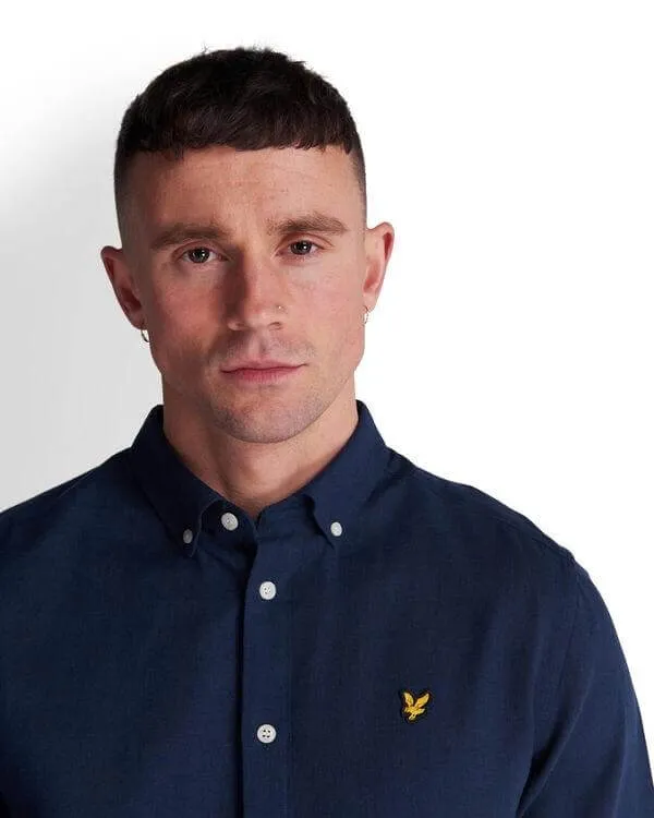 Lyle and Scott Shirt Cotton Linen Navy