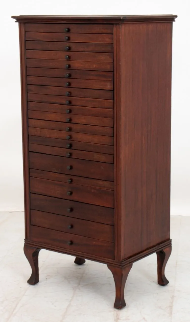 Mahogany Twenty-one Drawer Sheet Music Cabinet