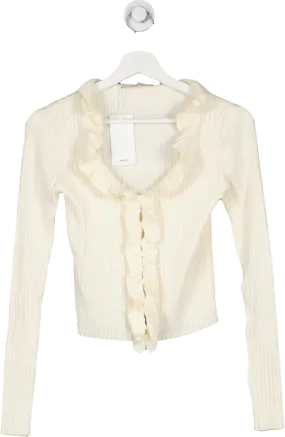 MANGO Cream Ruffle Knit Cardigan BNWT UK M