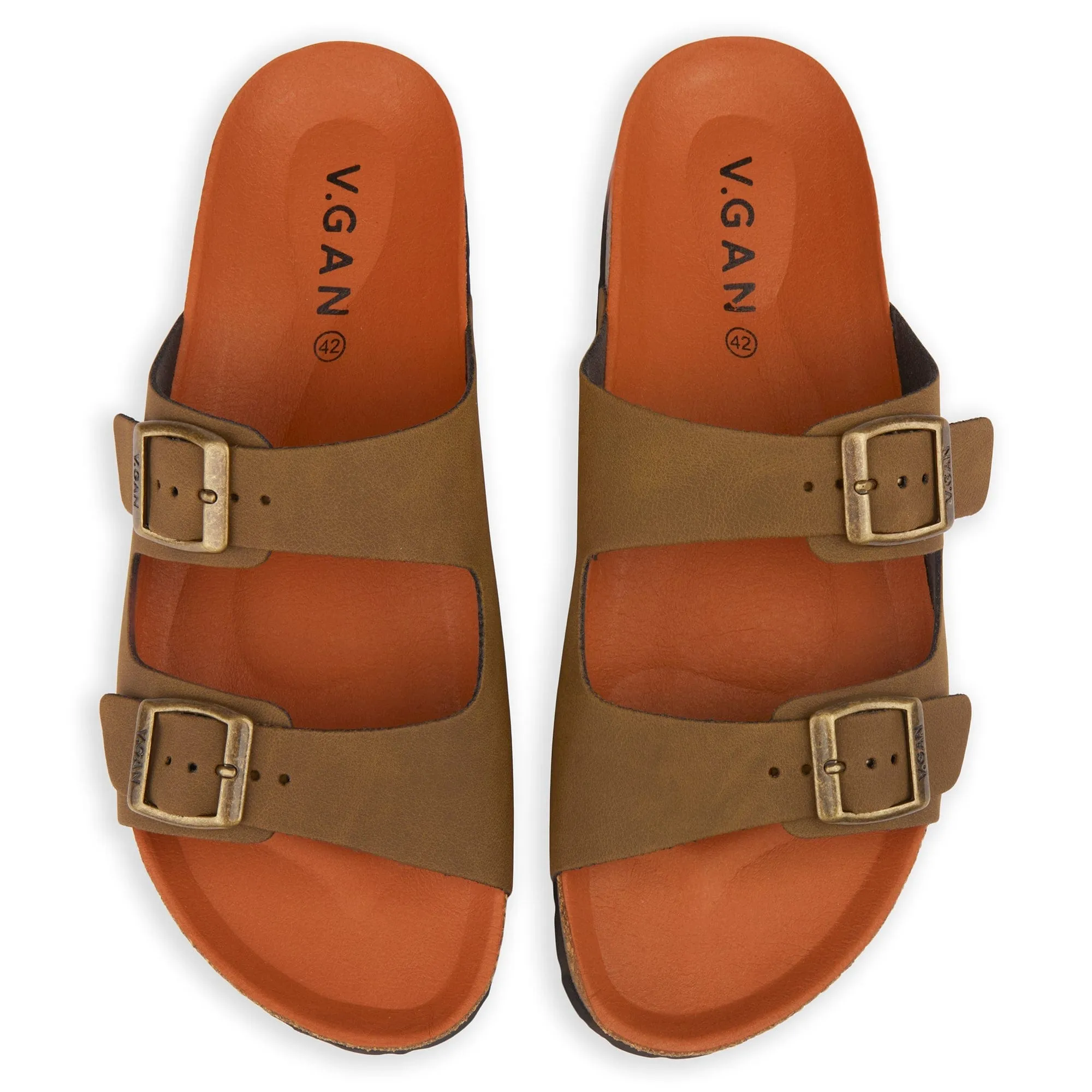 Mango Men's Vegan Footbed Sandals | Soft Brown