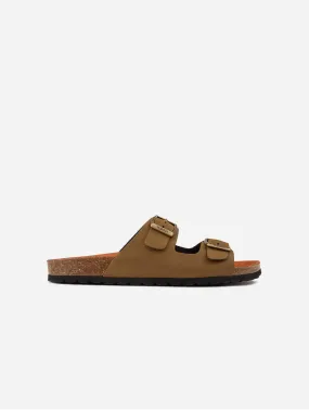 Mango Men's Vegan Footbed Sandals | Soft Brown