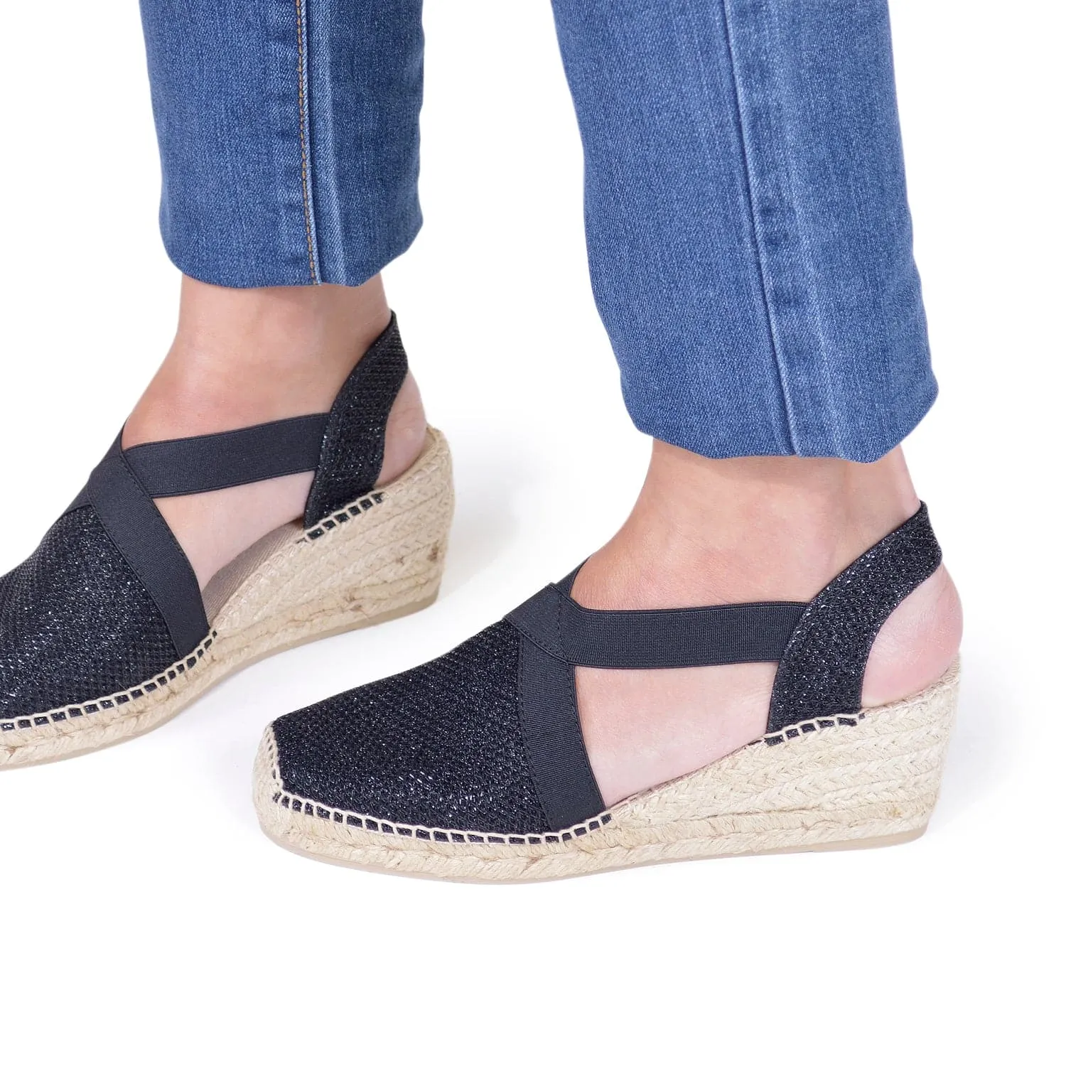 Metallic Cotton Blend Wedge Espadrille for Women - Triton