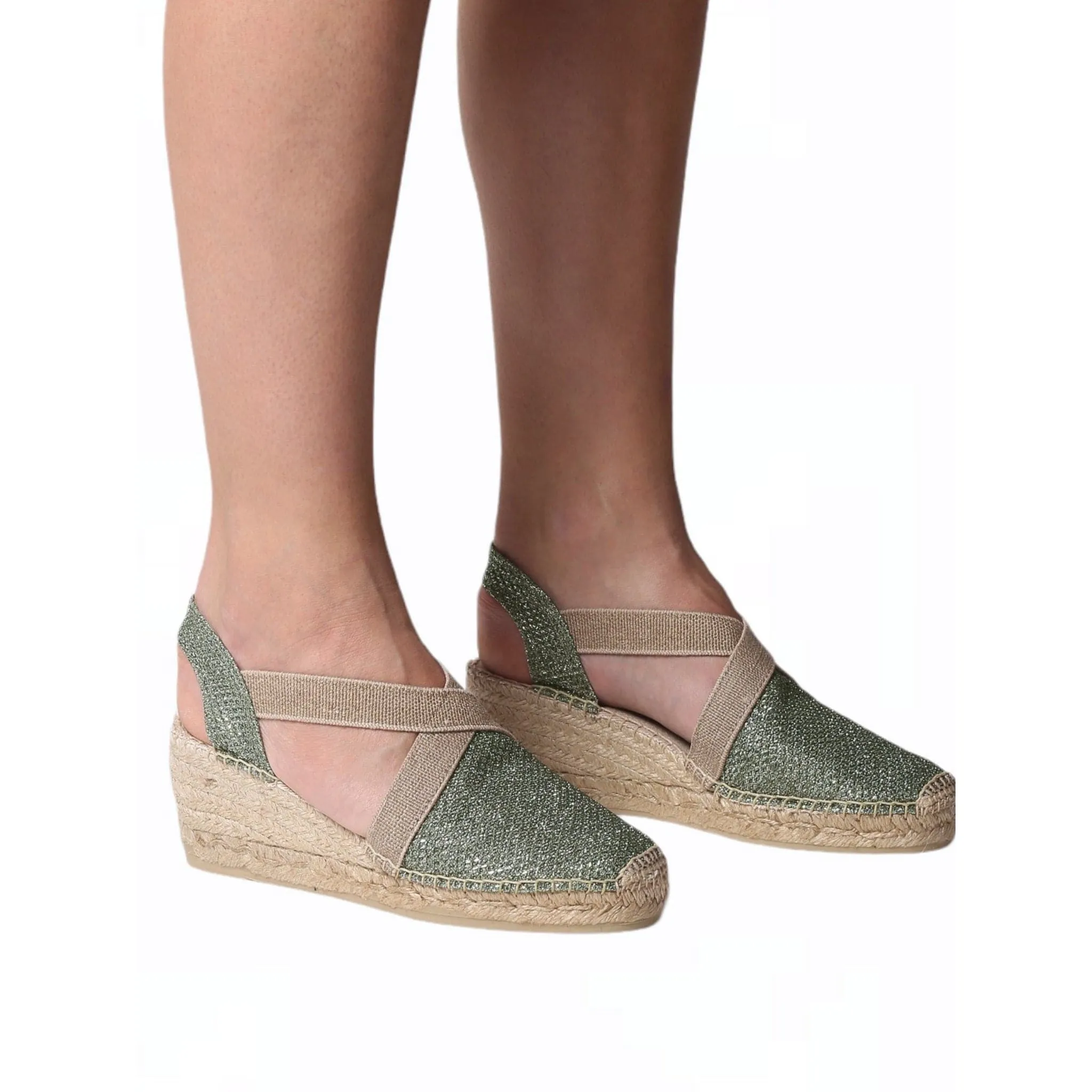 Metallic Cotton Blend Wedge Espadrille for Women - Triton