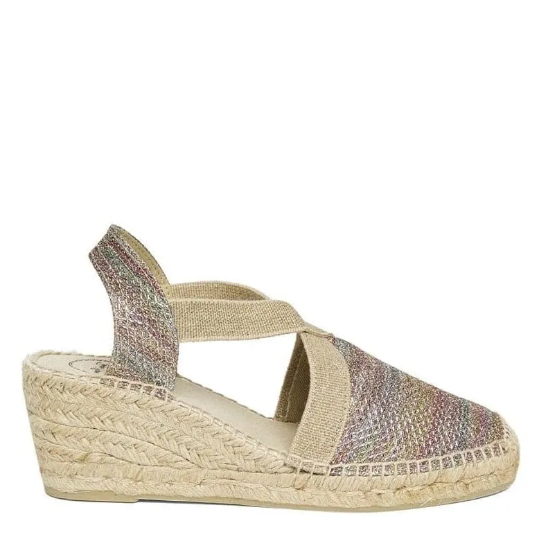 Metallic Cotton Blend Wedge Espadrille for Women - Triton