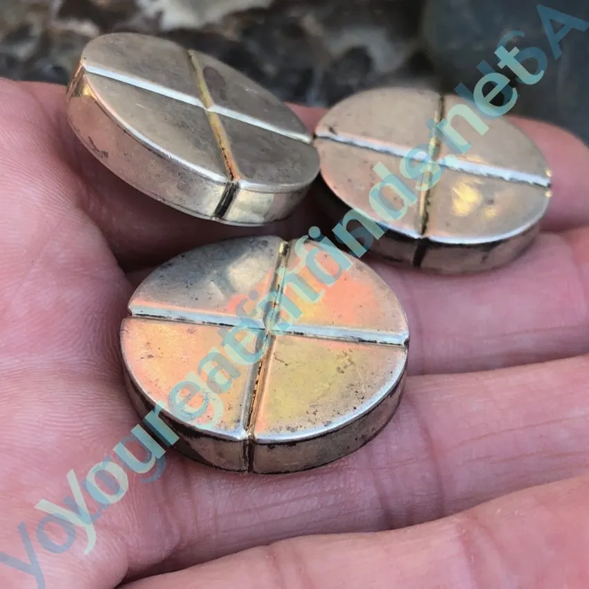 Mid-Century Modern Sterling Silver Buttons , Set of 3