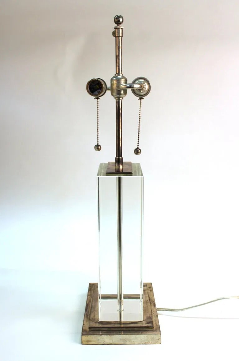 Modern Table Lamp in Chrome and Clear Glass