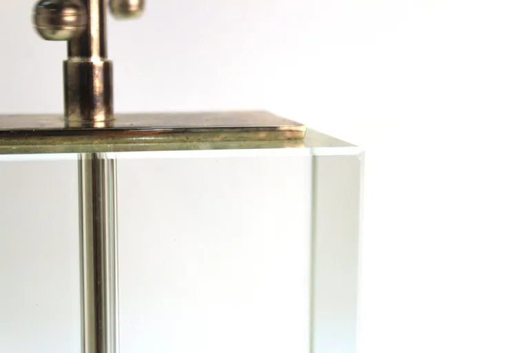 Modern Table Lamp in Chrome and Clear Glass