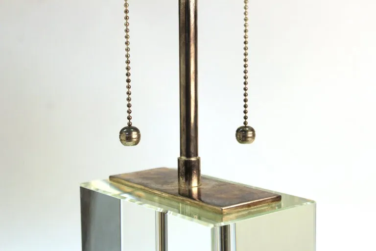 Modern Table Lamp in Chrome and Clear Glass