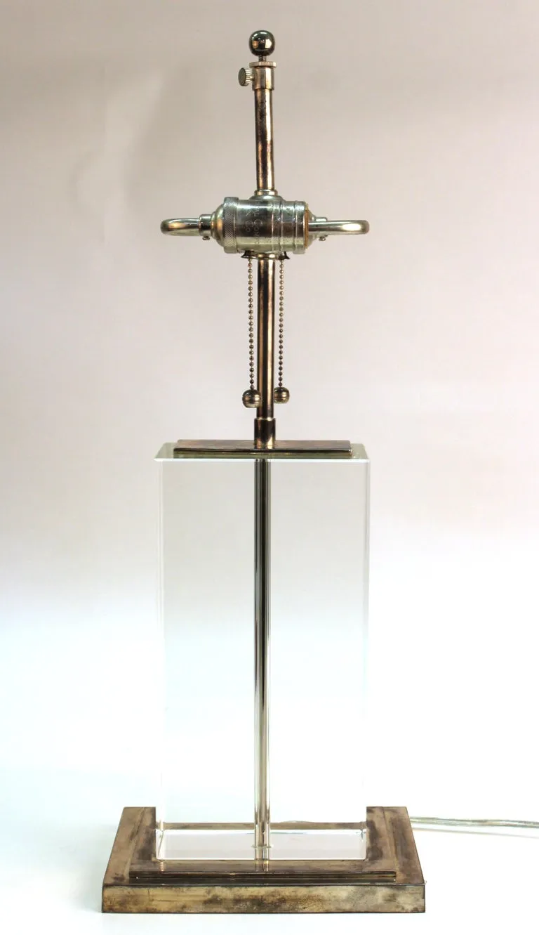 Modern Table Lamp in Chrome and Clear Glass