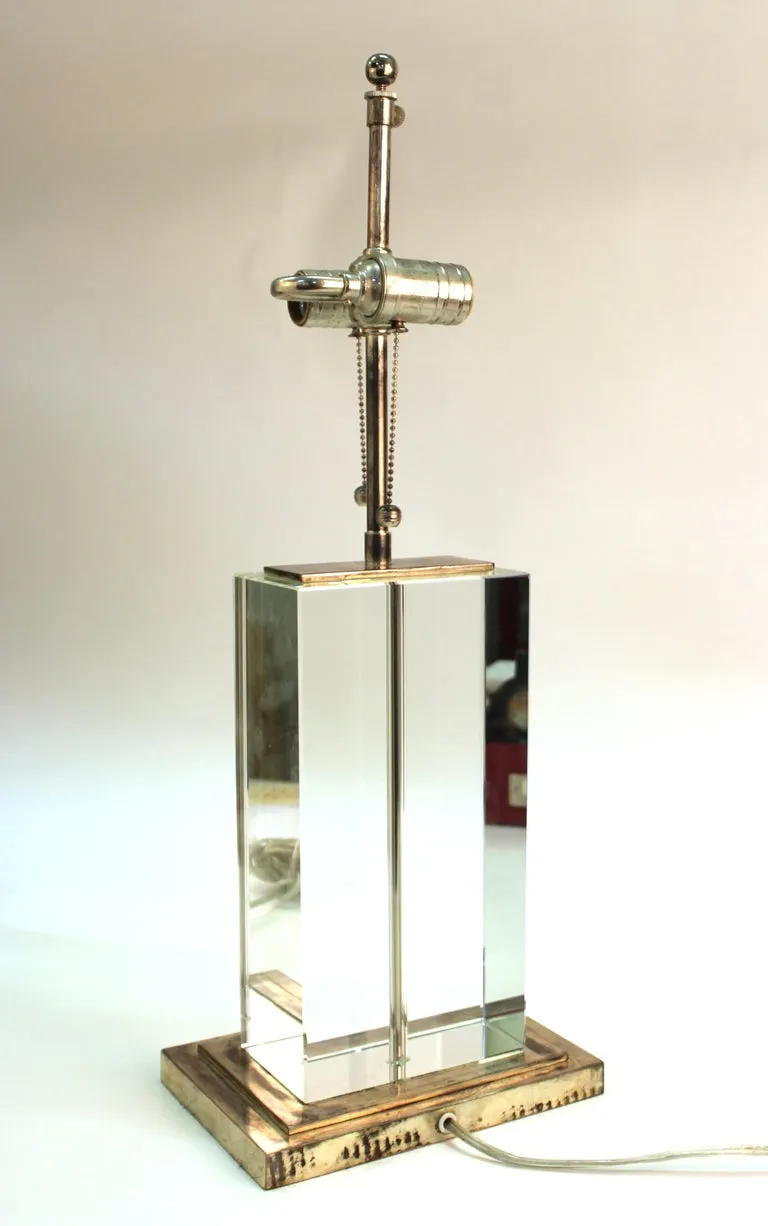 Modern Table Lamp in Chrome and Clear Glass