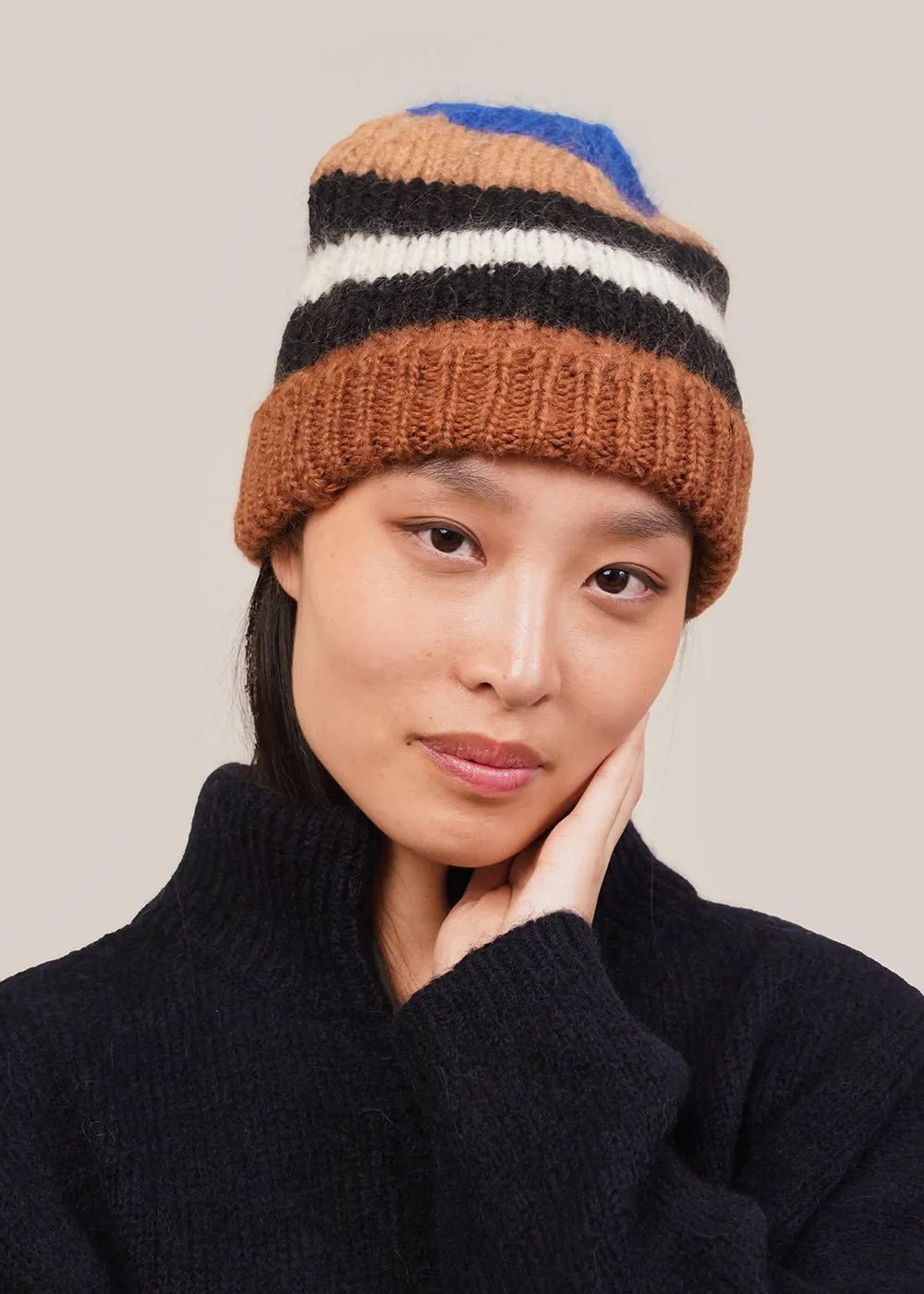 Mohair Striped Beanie