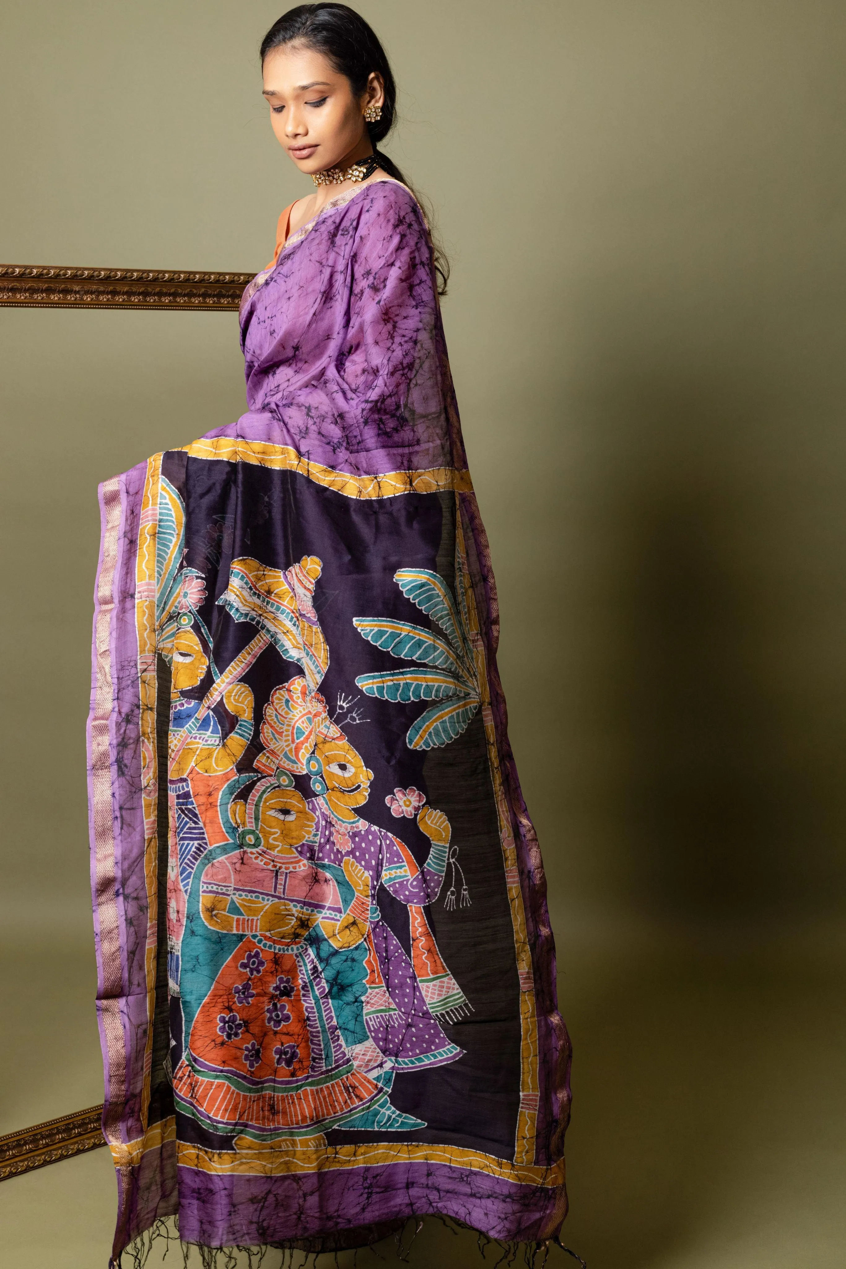 Narmada - Bageecha Batik Phad Maheswari saree