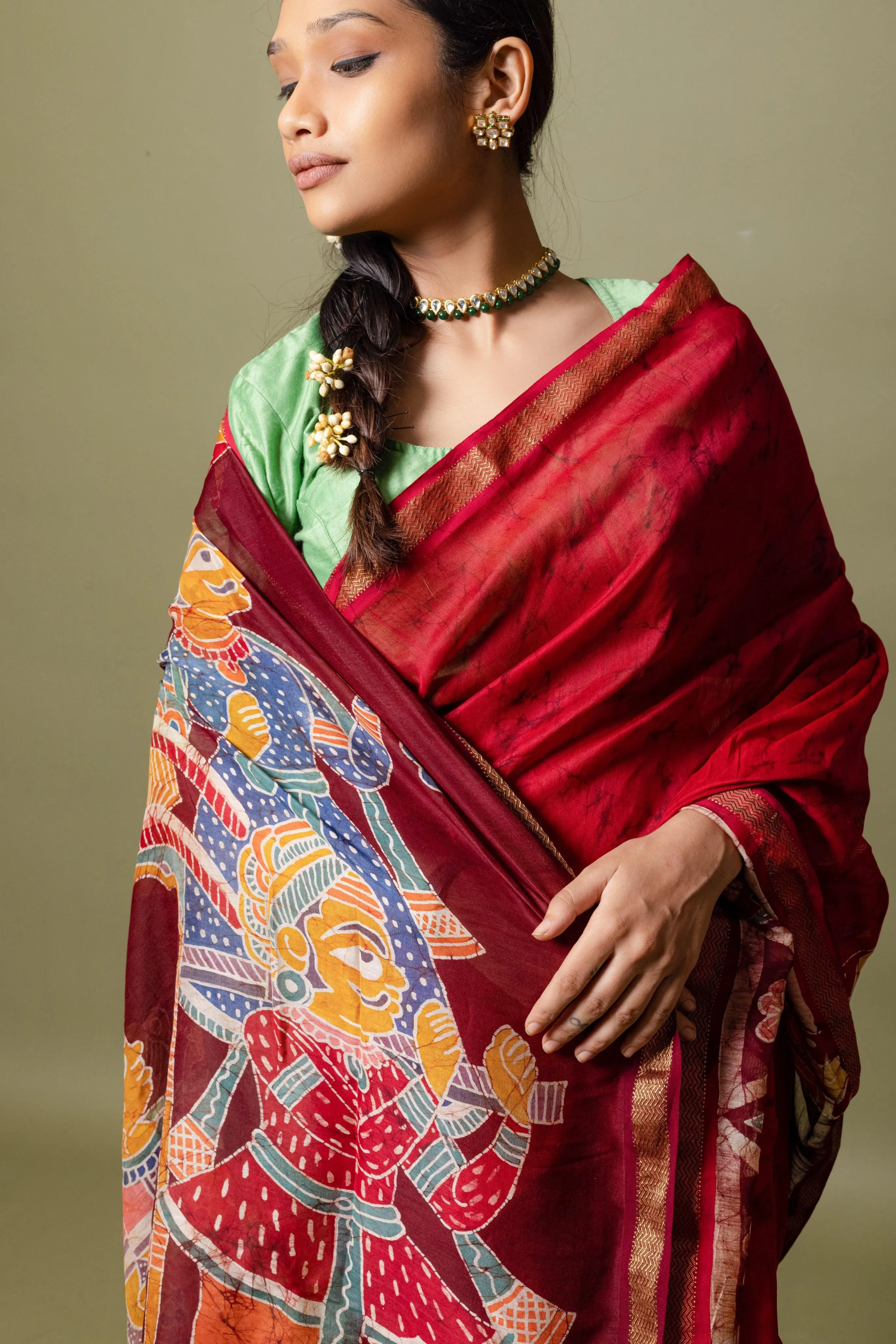 Narmada -Dulhan Batik Phad Maheswari saree