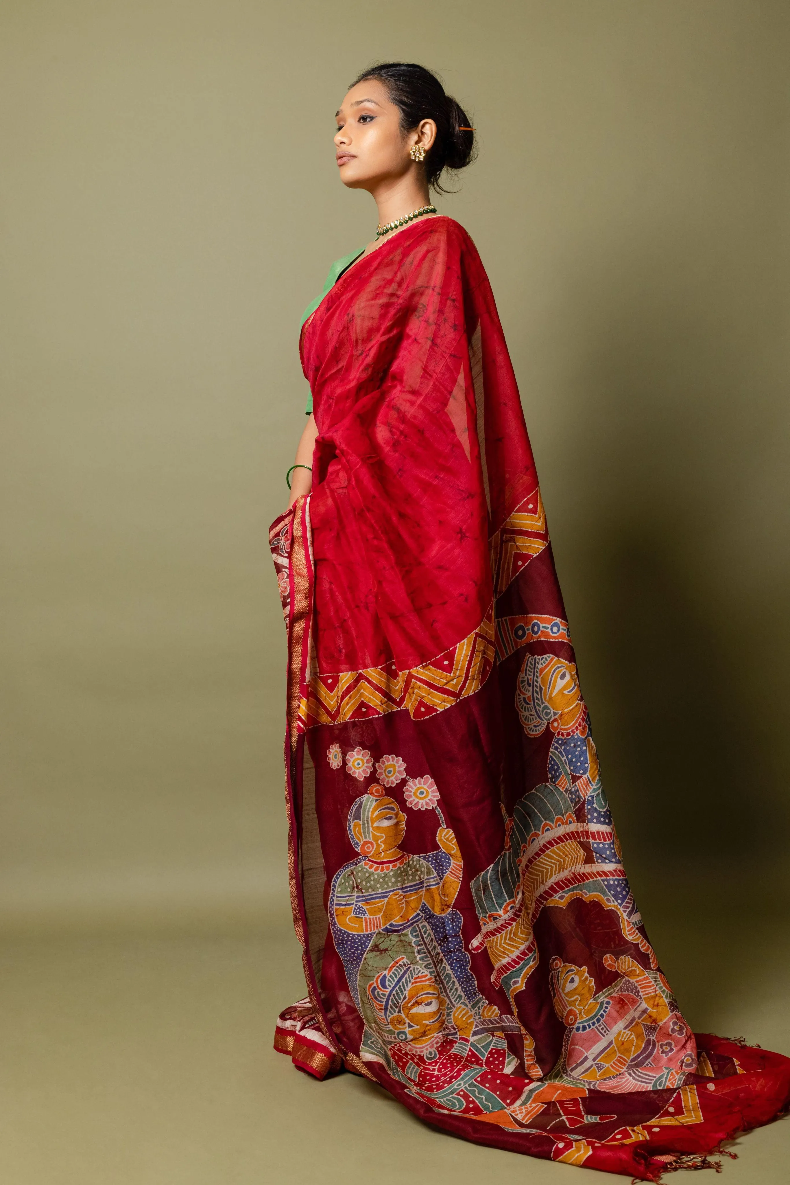 Narmada -Dulhan Batik Phad Maheswari saree