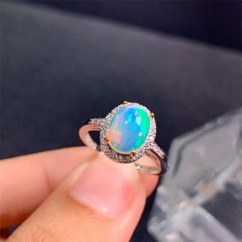 Natural Fire Opal Ring - 925 Sterling Silver