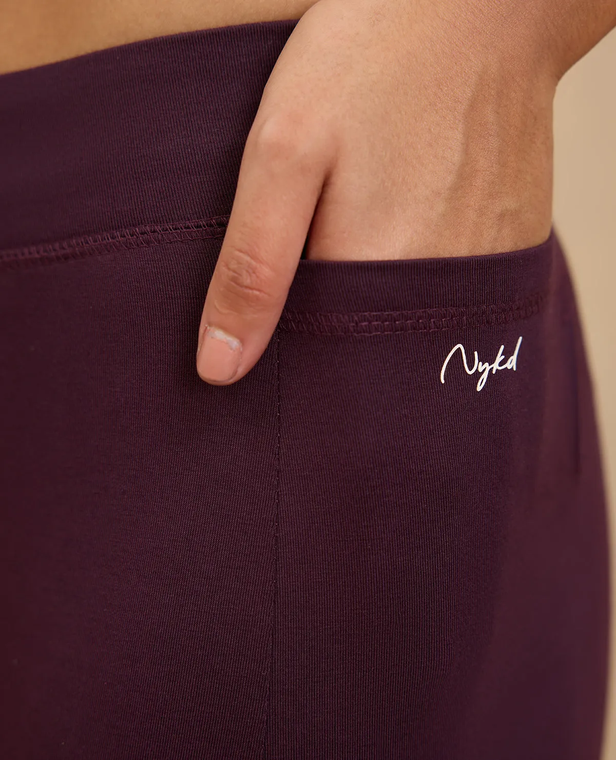 NYKD By Nykaa Comfort Leggings with Pockets! -NYAT401-Grape