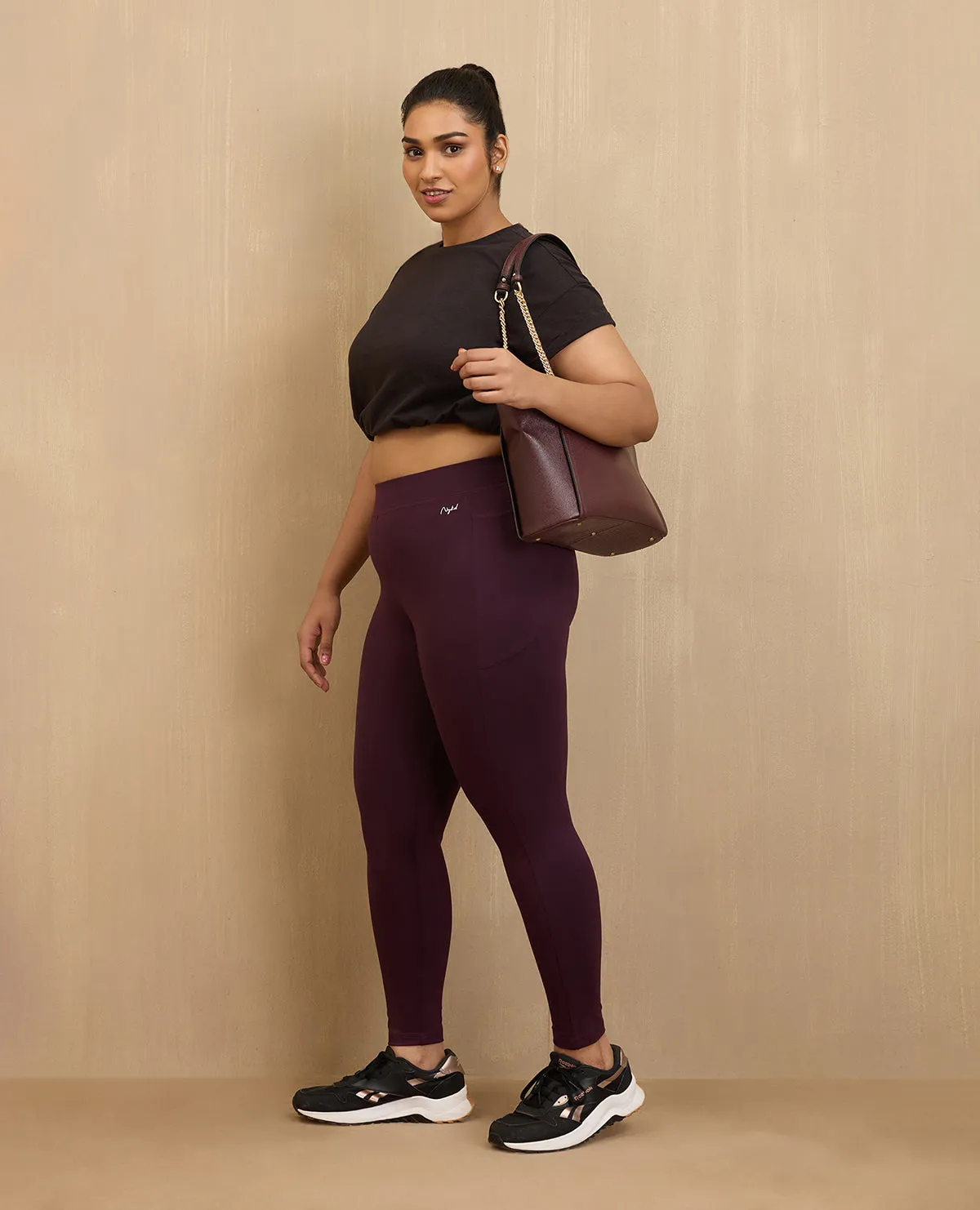 NYKD By Nykaa Comfort Leggings with Pockets! -NYAT401-Grape