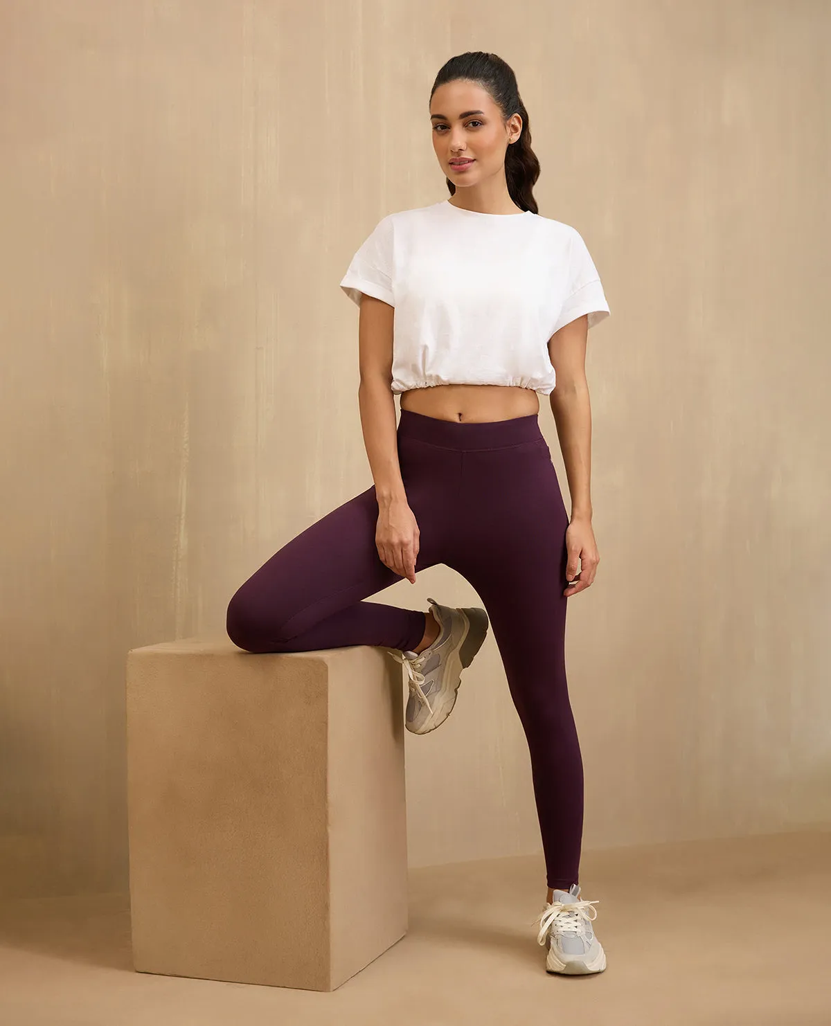 NYKD By Nykaa Comfort Leggings with Pockets! -NYAT401-Grape