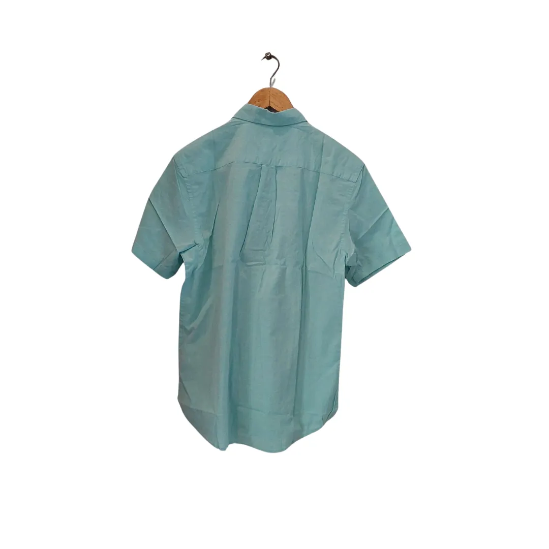 Old Navy Men's Aqua Cotton Short-sleeves Collared Shirt | Brand new |