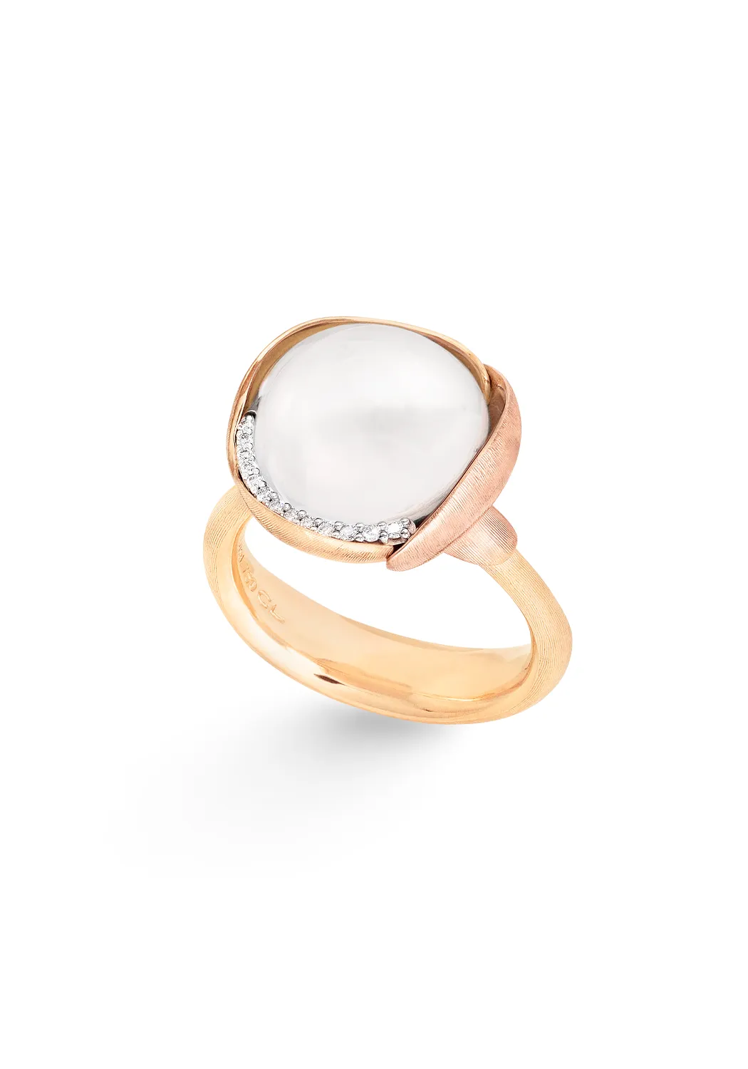 Ole Lynggaard Lotus 3 Diamond & White Moonstone Ring