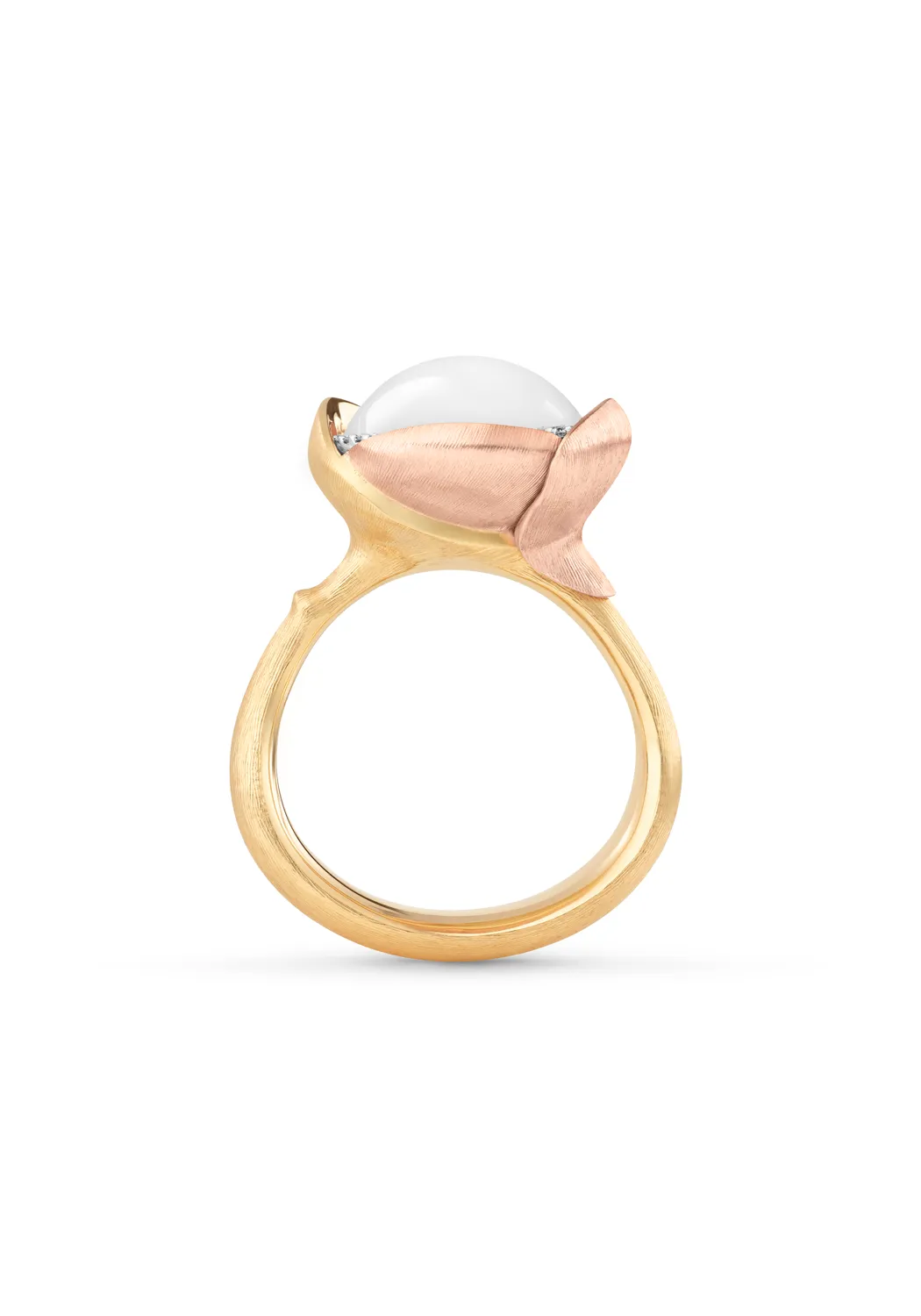 Ole Lynggaard Lotus 3 Diamond & White Moonstone Ring