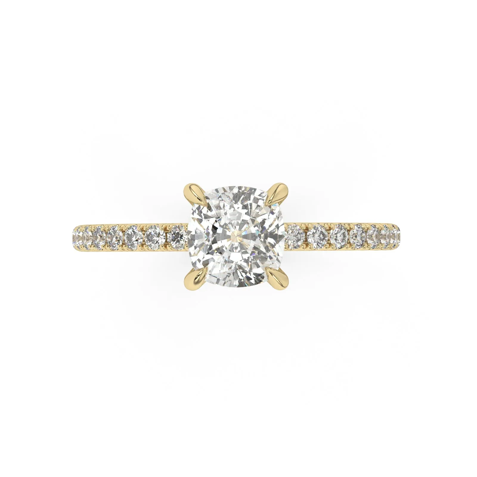 Partial Pave Cushion Cut Engagement Ring