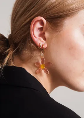 Pink Flower Hoop Earrings