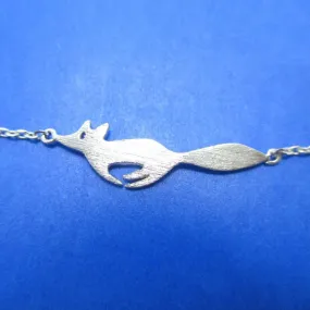 Running Fox Shaped Silhouette Charm Bracelet in Silver | Animal Jewelry