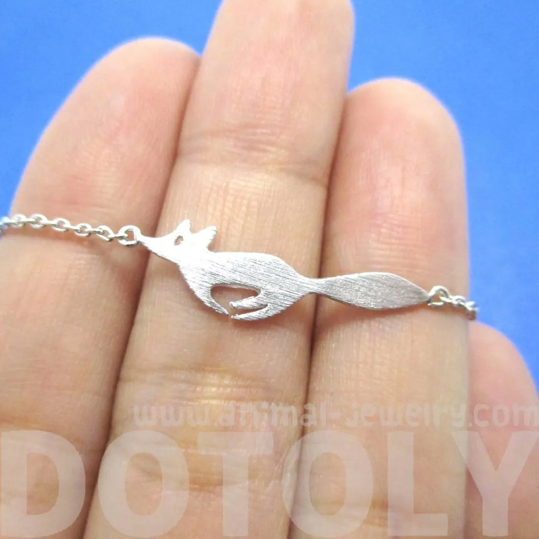 Running Fox Shaped Silhouette Charm Bracelet in Silver | Animal Jewelry