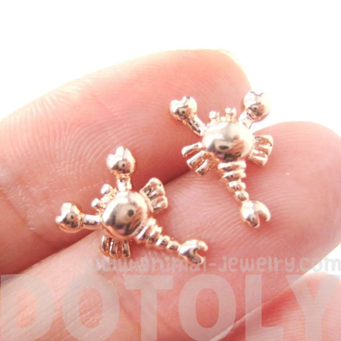 Scorpion Shaped Animal Scorpio Astrological Sign Stud Earrings in Rose Gold