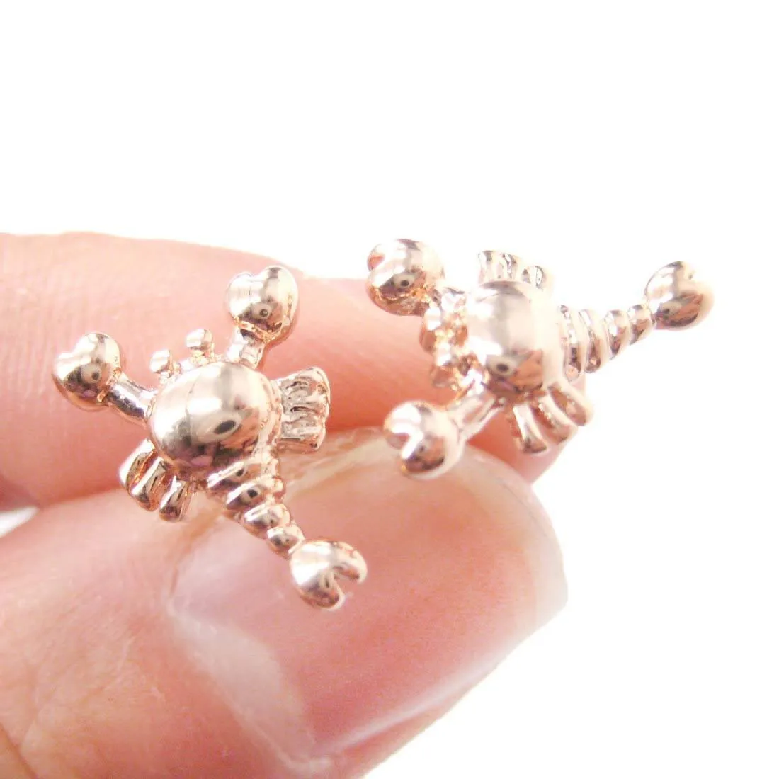 Scorpion Shaped Animal Scorpio Astrological Sign Stud Earrings in Rose Gold