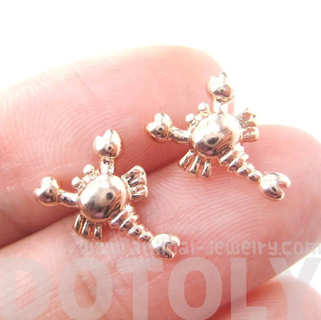 Scorpion Shaped Animal Scorpio Astrological Sign Stud Earrings in Rose Gold