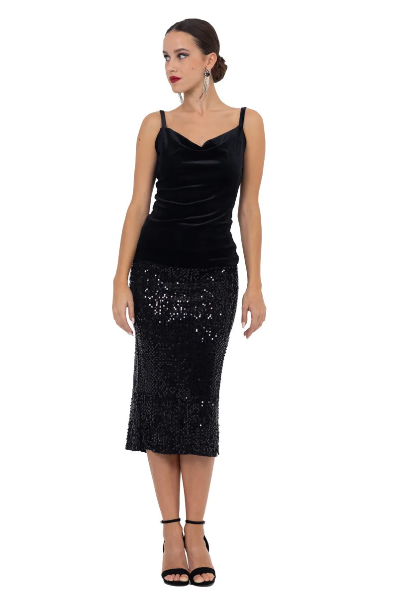 Sequinned Tango Skirt With Center Back Slit