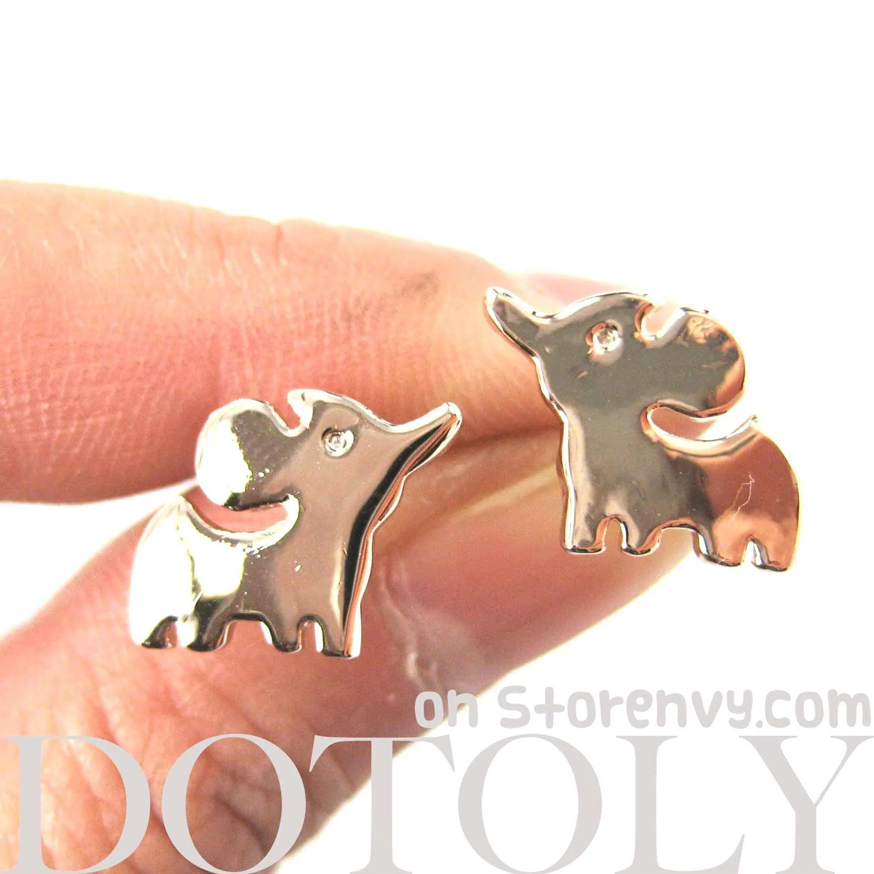 Simple Elephant Shaped Stud Earrings in Rose Gold | DOTOLY