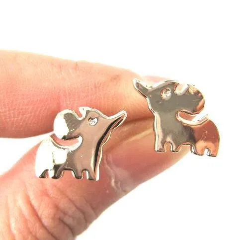 Simple Elephant Shaped Stud Earrings in Rose Gold | DOTOLY