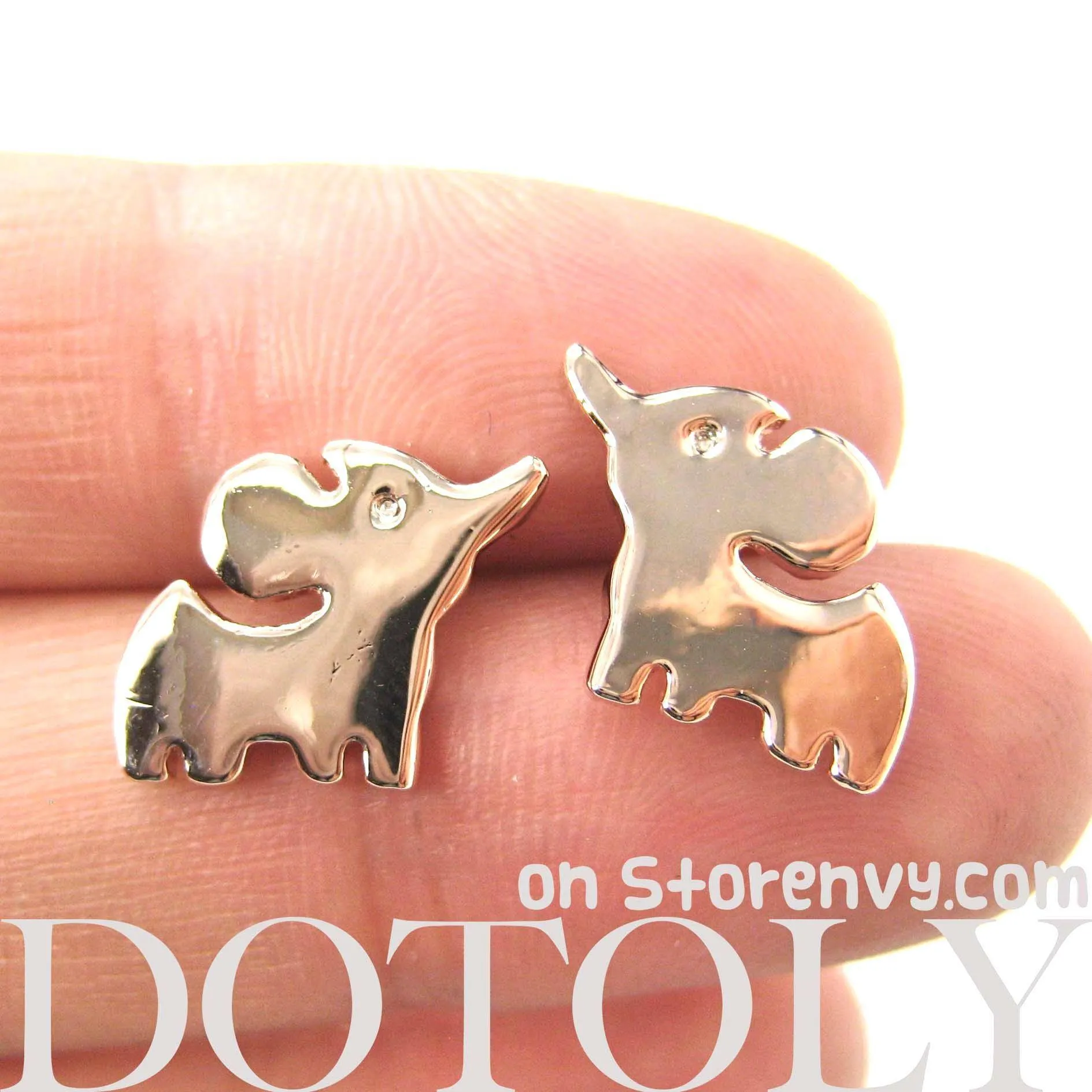 Simple Elephant Shaped Stud Earrings in Rose Gold | DOTOLY