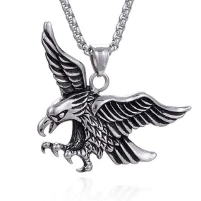 Steel Hearts Eagle Necklace